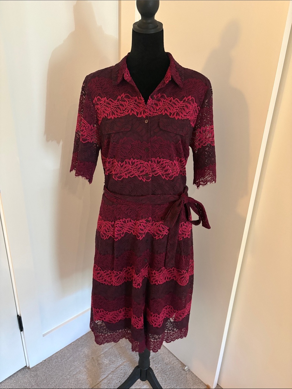 Banana Republic Burgundy and Magenta Lace Midi Dress